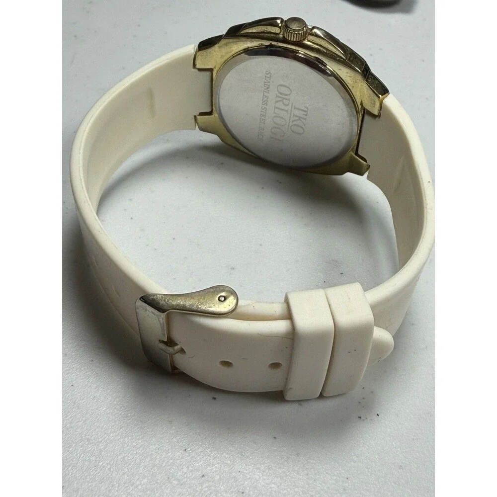TKO Orlogi Women’s Gold Tone White Silicone Watch 42.3mm Multifunction